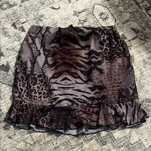 PrettyLittleThing Animal Print Skirt Ruffle